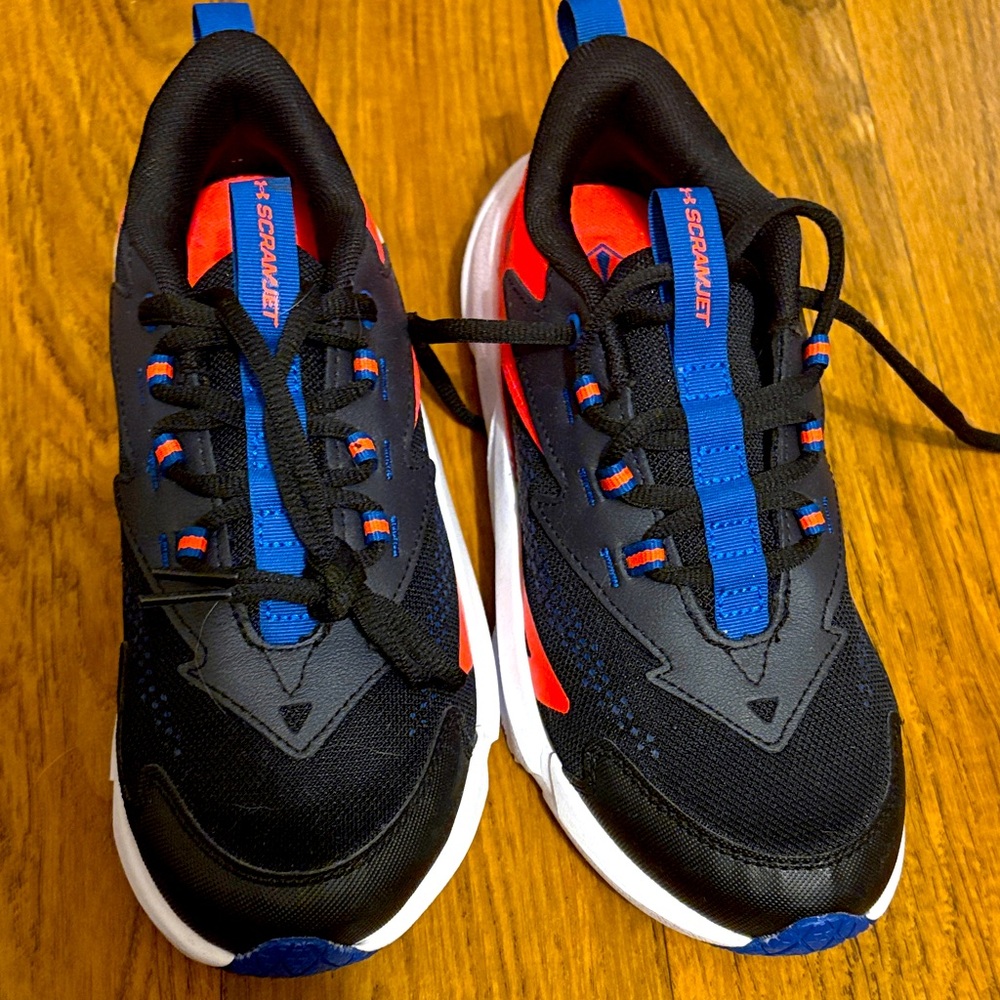 Under Armour Kids Black and Blue Sneakers